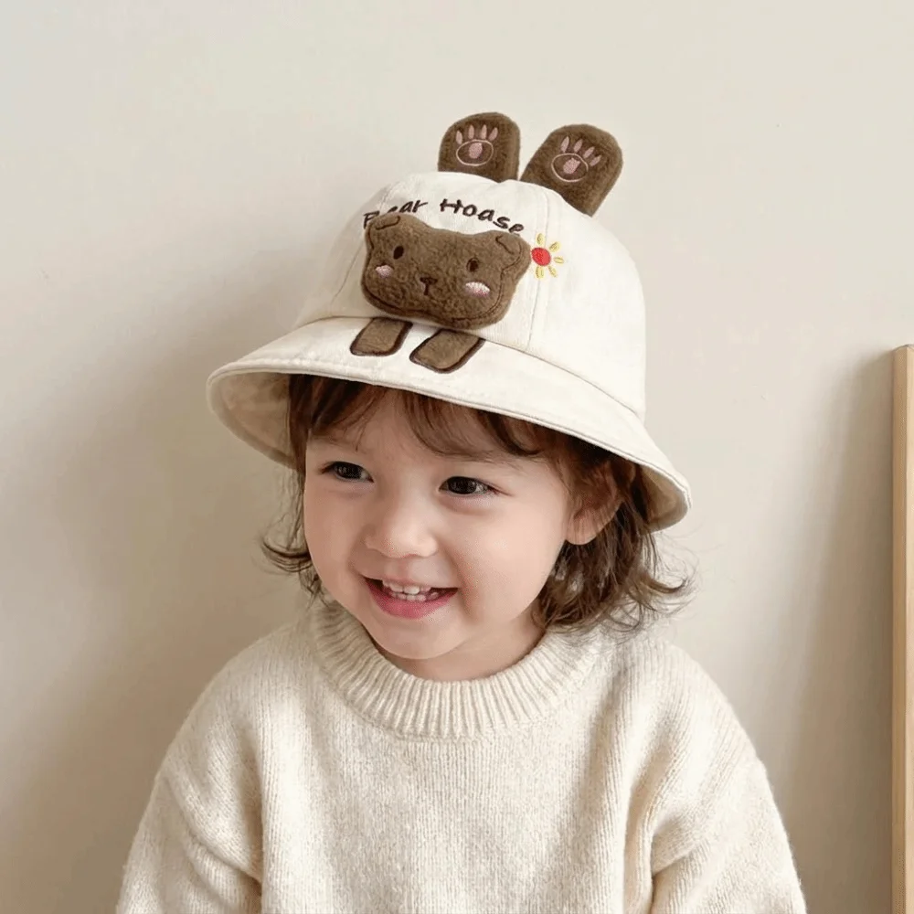 

Korean Style Baby Bucket Hat Cartoon Animal UV Protection Kids Sunshade Cap Bucket Hat Sun Protection UV Protection Hat