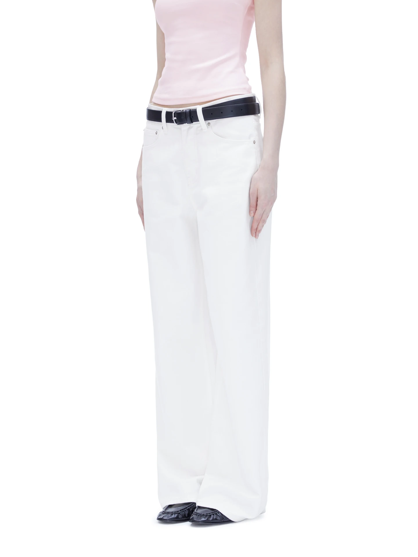 White Washed  Color Straight Leg Jeans mid Waist Versatile Wide Leg Pants for Women Comfortable Cotton Blend Casual Wear