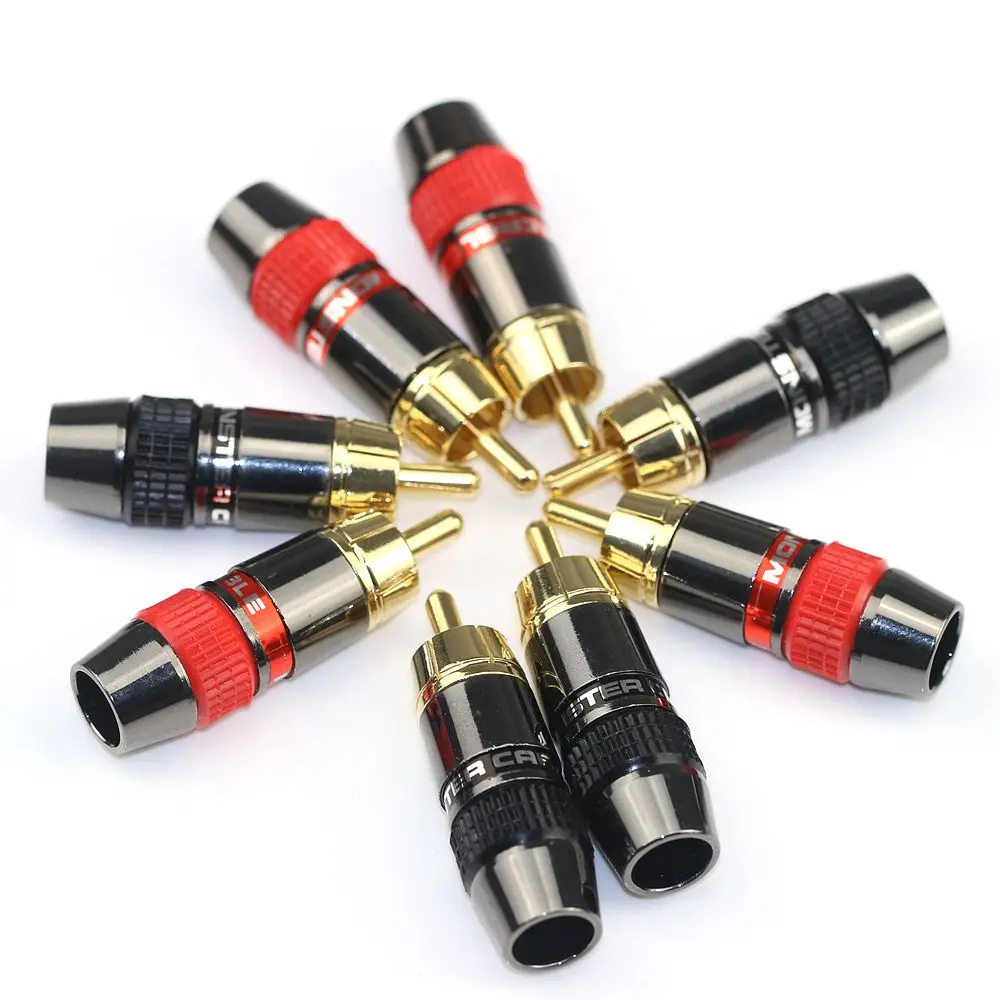 High quality American Monster 24K pure copper Gold plated RCA plug AV amplifier signal Lotus plug audio cable connector