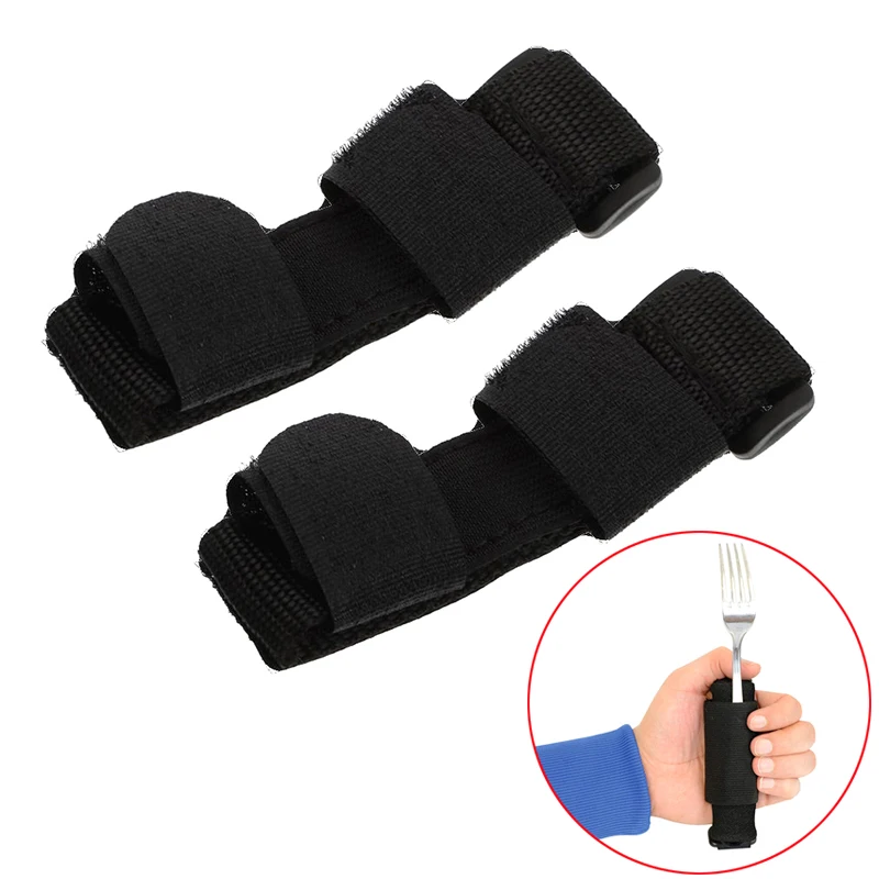 Aid Utensil Cuff Holder Strap Elastic Eating Assistance Cuff Spoons Forks Knife Fixing Nylon Band For Patients Elderly Disabled