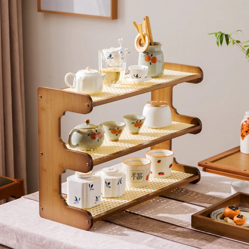 

Desktop Bogu rack, teapot rack, small Duobao Pavilion tea room ornament, desktop storage rack, teacup tea set rack.