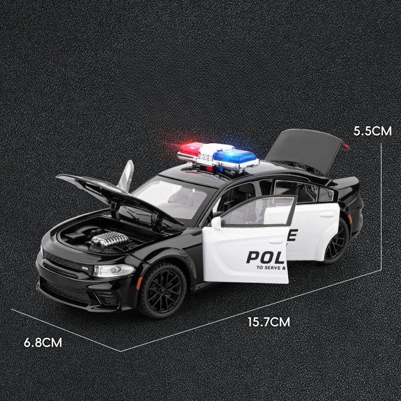 Simulación 1/32 Dodge Hellcat SRT coche de policía modelo de aleación tirar hacia atrás sonido y luz coche de juguete niños niño regalo Diecast miniatura