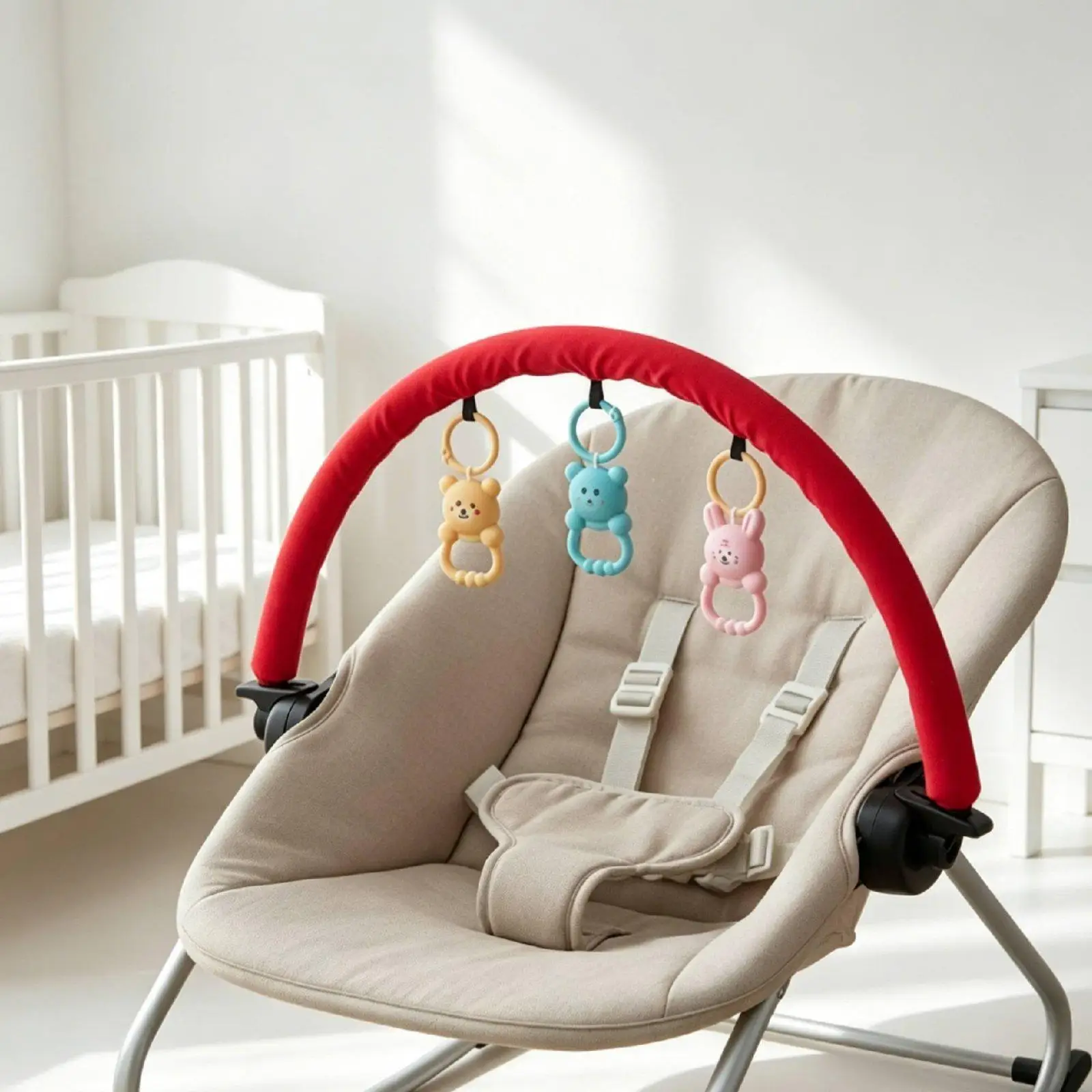 Infant Bouncer Toy Arch Wooden Beads Rocker Toy Bar Attachment Colorful Design for Infants, Infants
