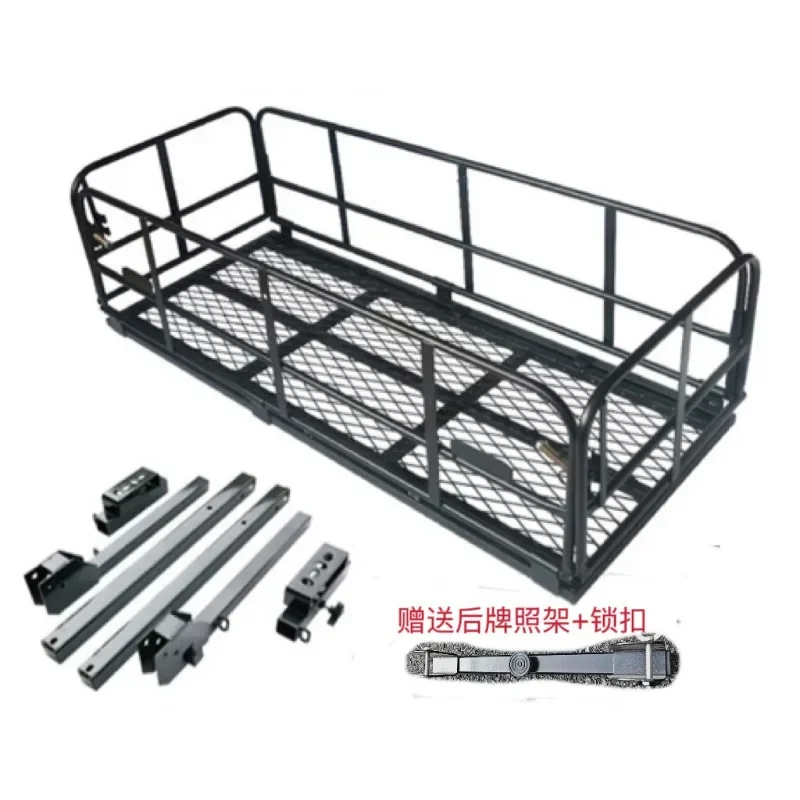 Universal Foldable Pet Enclosed Dog Cage Hanging Tow Bracket SUV RV Cargo Luggage Rack Rear Tail Carrier Frame
