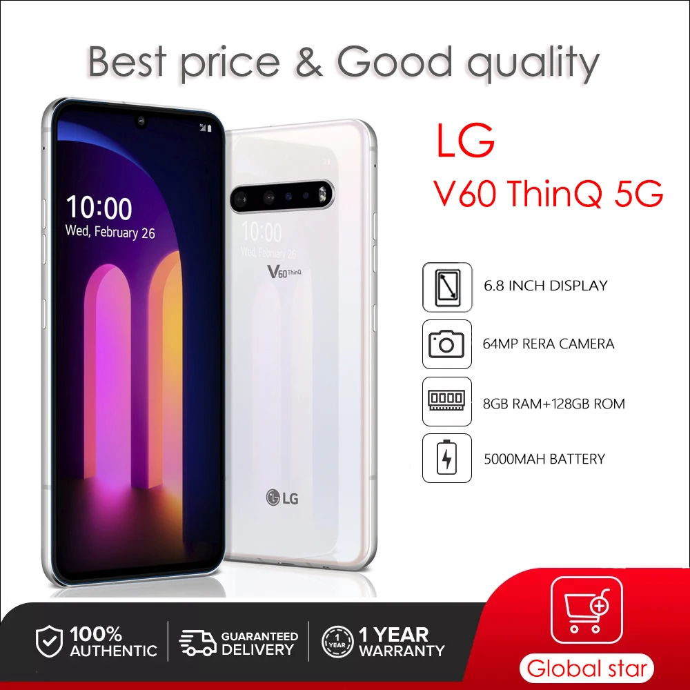 Thinq 5g Original Desbloqueado Único Sim 8gb Ram Mais 128 256gb Octa-core 64mp 6.8 5000mah Android 10 Nfc fm Qc4 Smartphone lg V60