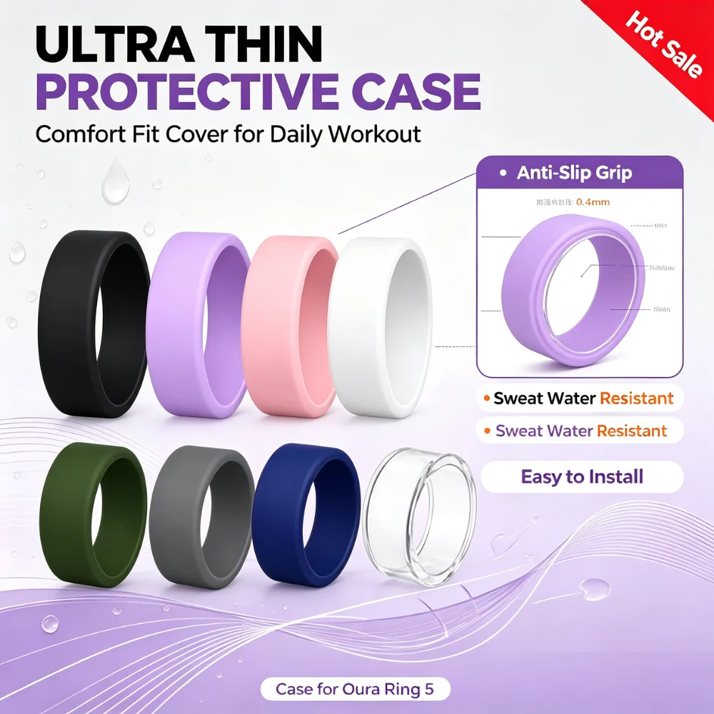 Silicone Case For Oura Ring 5 Protective Cover Ultra Thin 0.4mm Anti Scratch Anti Slip Sleeve Fitness Accessories