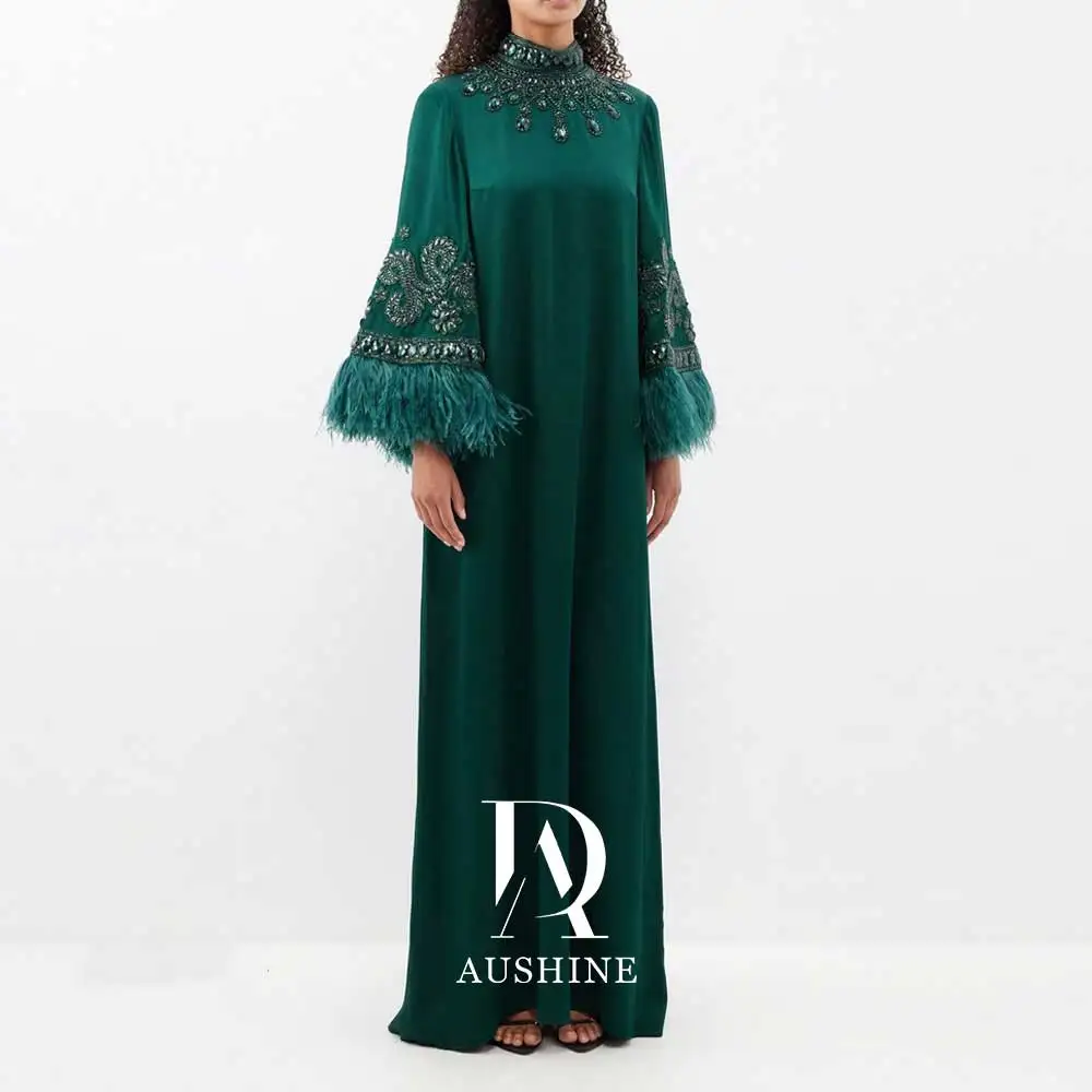 Aushine Dress Luxury Birthday Evening Dress  Ankle Length Full Sleeves Summer Elegant Wedding Party Gowns For Women Arab 2024