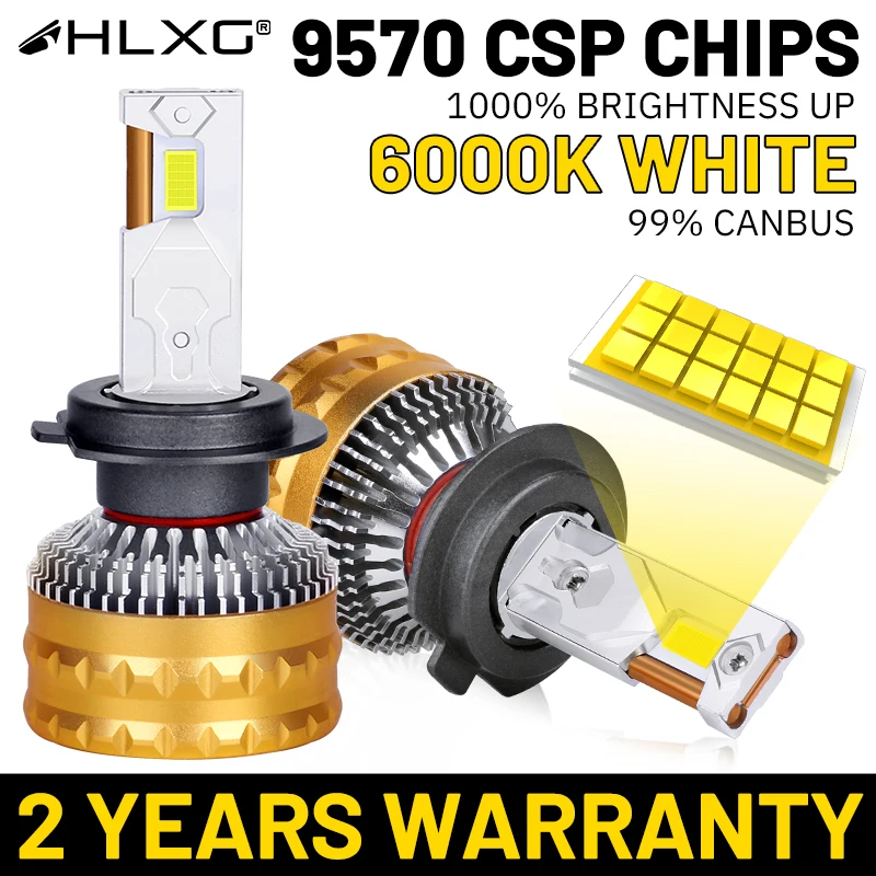 

HLXG H7 H4 Led Headlight H11 H1 H8 H9 9005 HB3 9006 HB4 9012 HIR2 Turbo 36PCS 9570 CSP Double Copper Tube Fog Headlamp Car Bulb