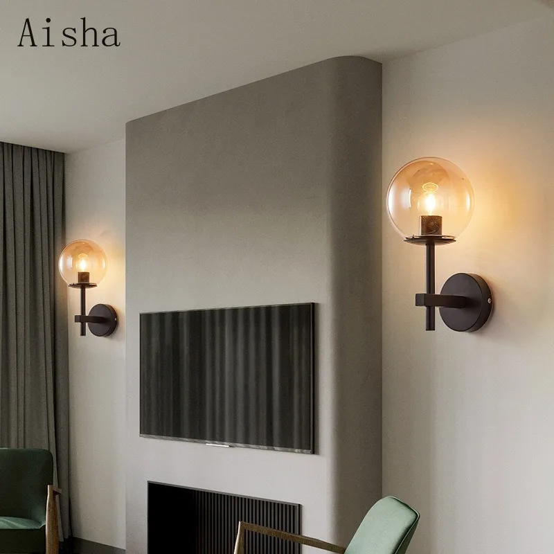 

Gold Black Minimalist Wall Lamp Nordic Beside Bedroom Bathroom Mirror Stair Light Glass Wall Light Luminaira Lighting Fixtures