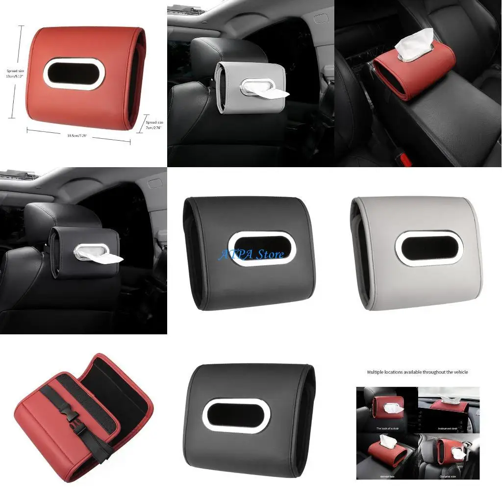 

U13C Car Tissue Box PU Leather Backseat Hangings Tissue Bag Box Napkin Holder Box