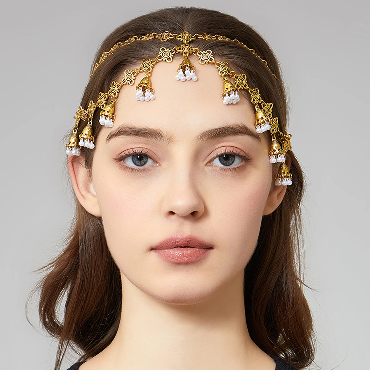 بوهو خمر عقال جرس شرابة الذهب اللون الشعر مجوهرات النساء الكلاسيكية الهندي غطاء الرأس العروس الزفاف إكسسوارات الشعر