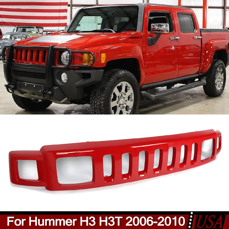 Front Grille Modified Grill Front Hood Grills Fit For Hummer H3 H3T 2006-2010 Victory Red Front Bumper Upper Grille Accessories