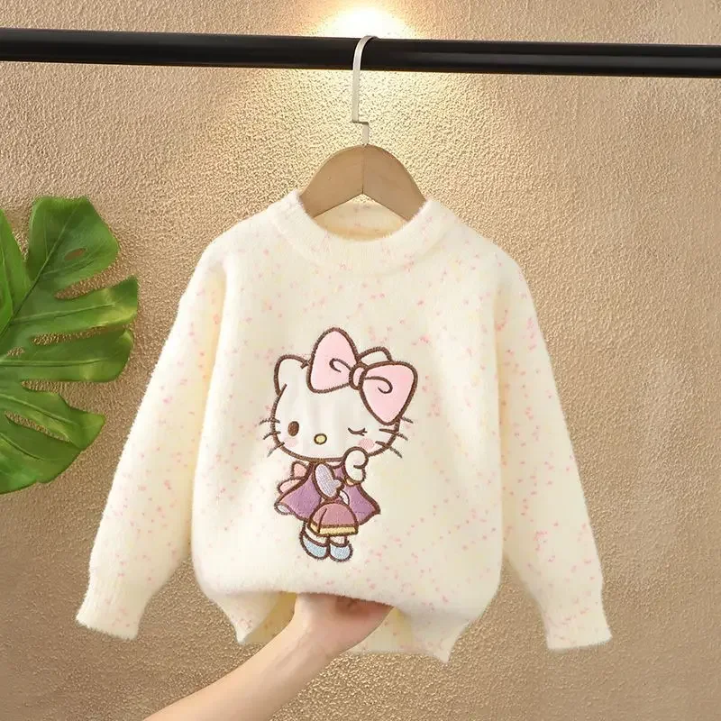 Doce olá kitty anime kawaii moda manga longa camisola bonito dos desenhos animados sanrio ins engrossado camisa com capuz pano presentes para crianças