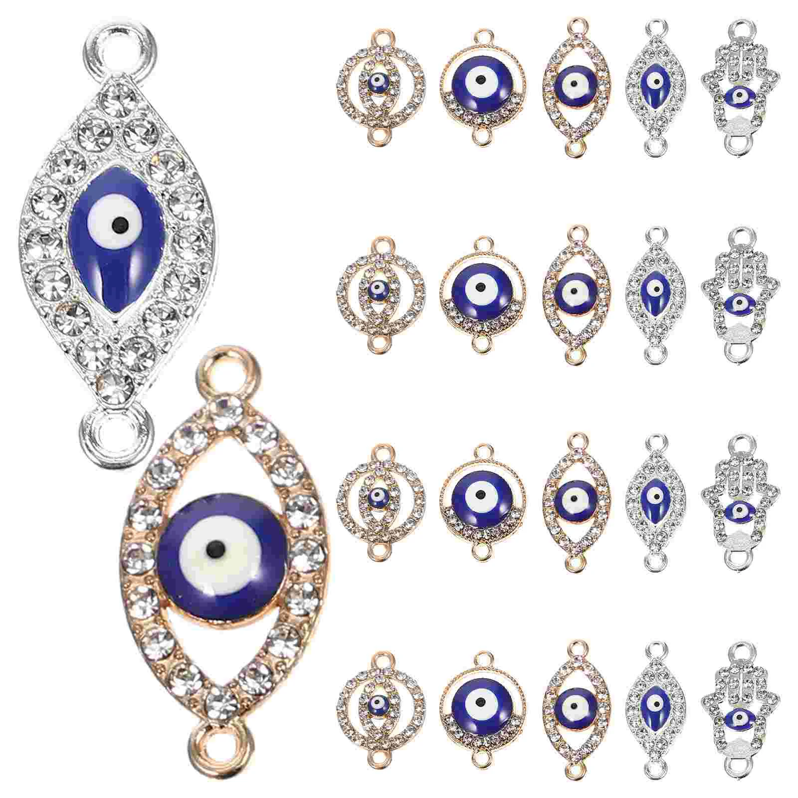 20 Pcs Earrings 's Eye Pendant Miss Jewelry Beaded Necklace Zinc Alloy Charms