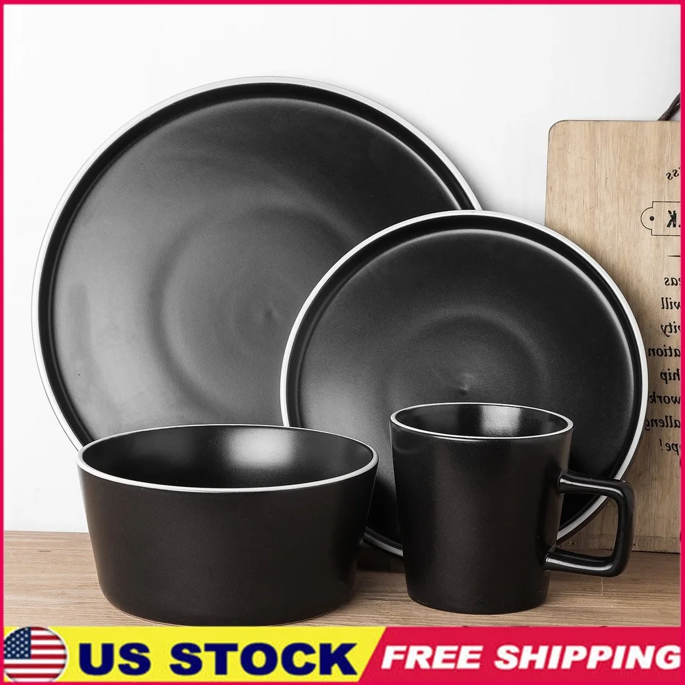 

Contemporary 32-Piece Stoneware Dish Set Dishwasher Microwave Safe Round Plates Bowls Mugs Perfect Entertaining Family Friends