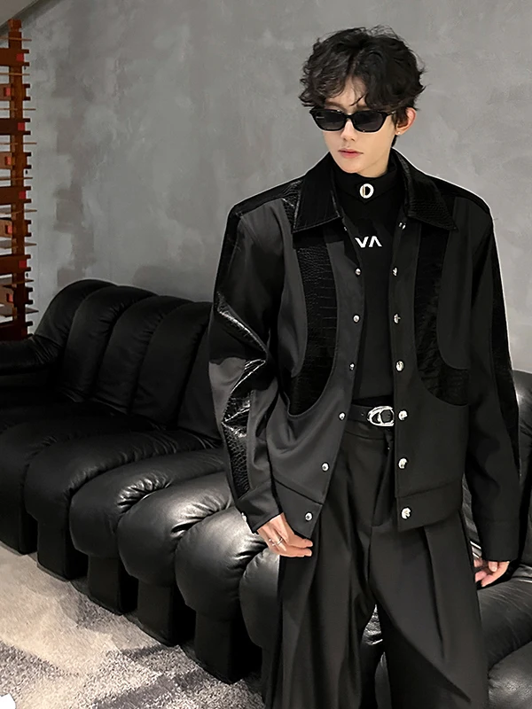 

Мужская модная осенняя куртка из искусственной кожи под змеиную кожу, свободного кроя, с длинными рукавами, для подростков