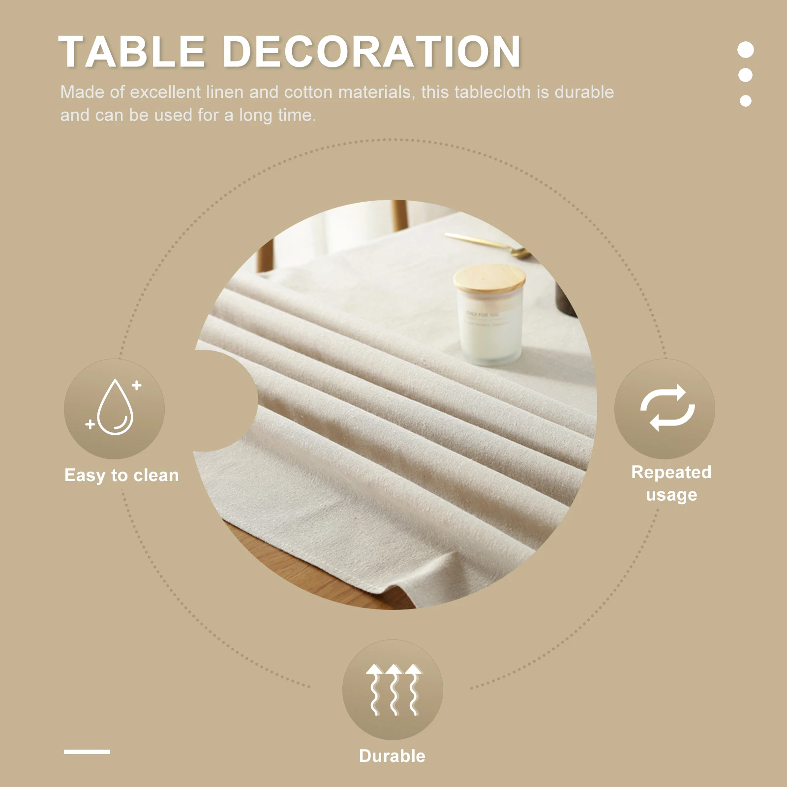 

Cotton Linen Tablecloth Decorative Mat for Dining Banquet Holiday Indoor Outdoor Easy Clean Wide Application Simple Cloth Table