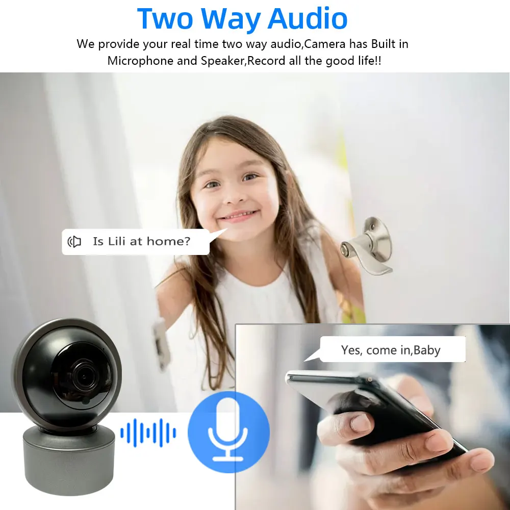 5MP Mini Baby Monitor Indoor Security IP Camera Auto Tracking Night Vision Two-Way Audio 360° Panoramic PTZ Control AJCloud App