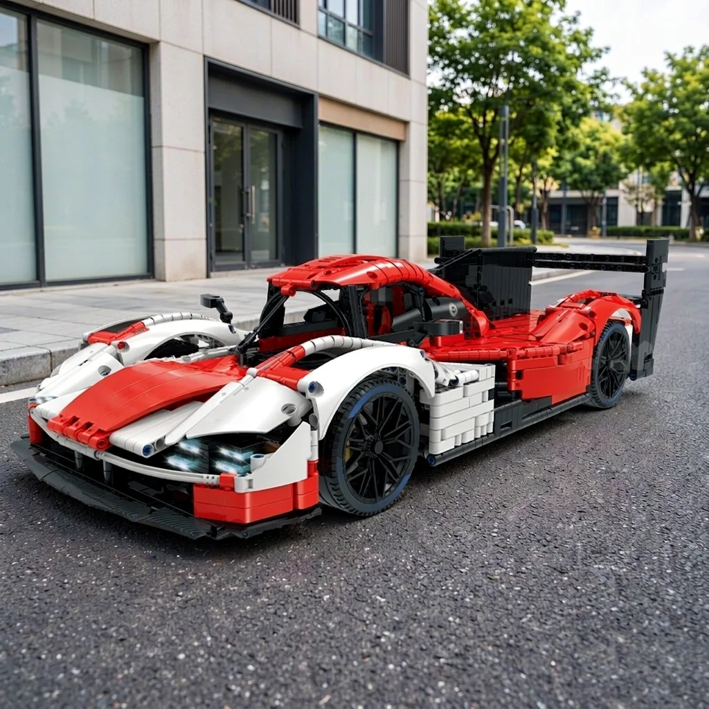 GULY Purple Electroplated Endurance Racing Car Building Blocks Bricks Model 1:8 Scale 3460 PCS 59CM Large Hypercar Display Kit DIY Assembly Desktop Ornament Collectible Decor Gift for Adult Car Enthusiasts