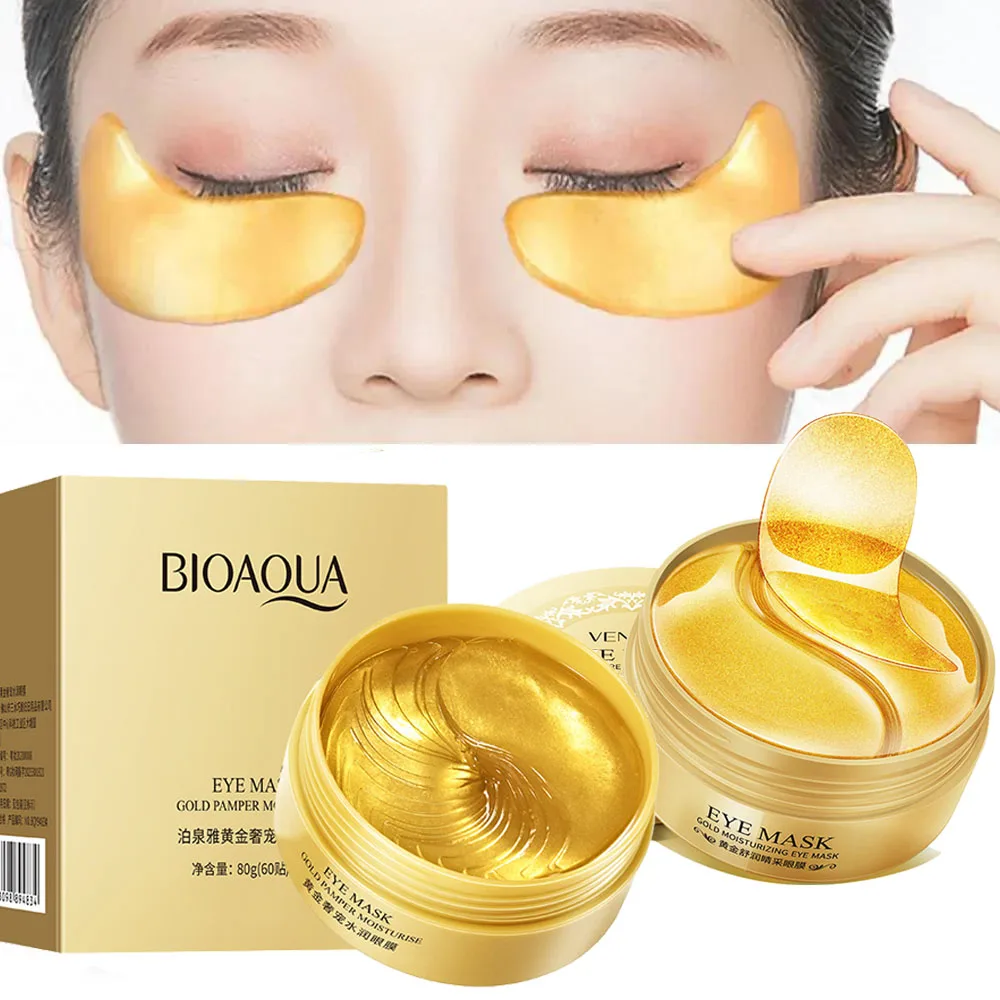 60pcs/box Gold Crystal Collagen Eye Mask Moisturizing Firming Anti Dark Circles Eyes Care Gel Masks Eye Patches Eyes Skin Care