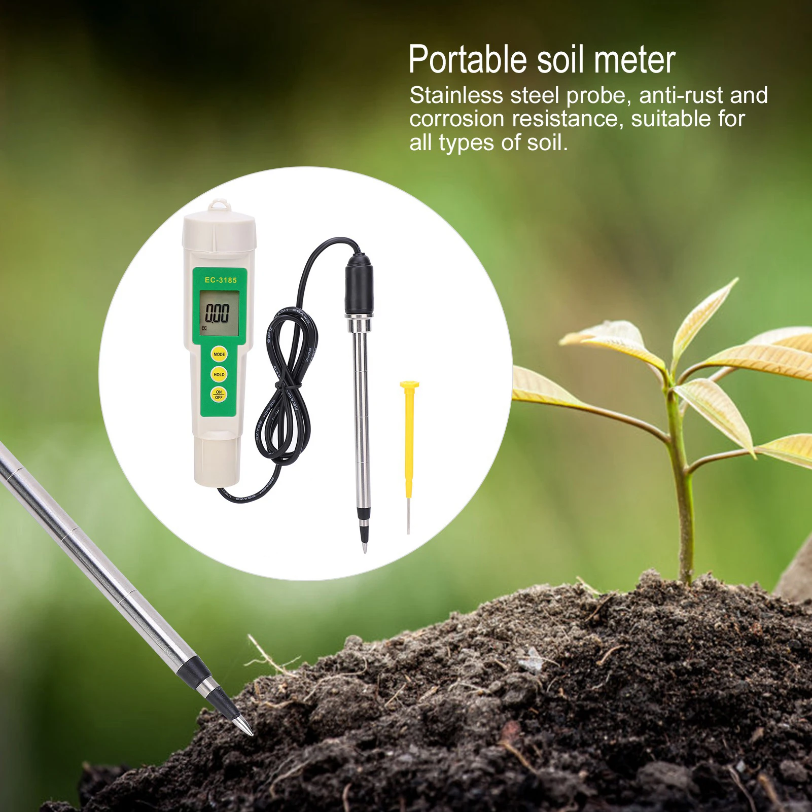 

EC‑3185 Portable EC CF TDS 3‑in‑1 Soil Tester Meter for Garden Horticultural Agriculture