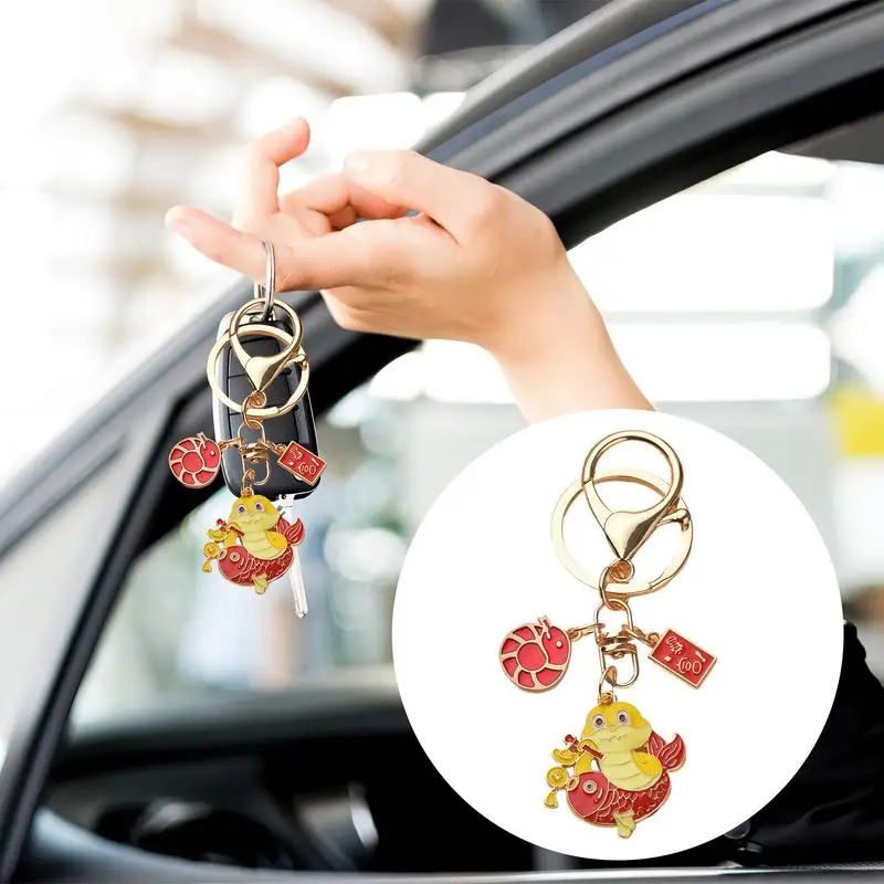 2025 Snake Keychain 2025 Year of the Snake Charm Feng Shui Mascot Hangable Pendants Keyholder for Car Bag Ornaments Decor