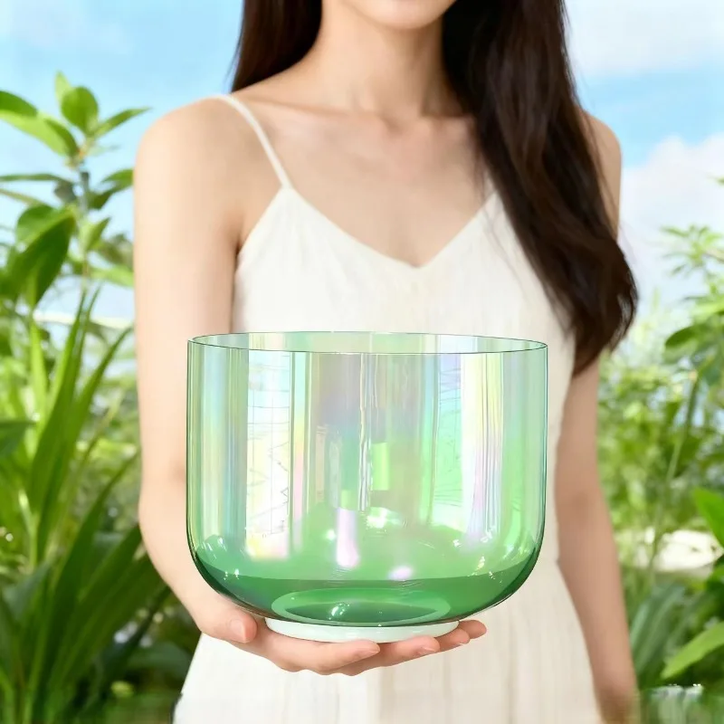 Bol chantant en cristal de quartz professionnel vert, guérison sonore, méditation, bol sonore unique, bouddhisme, instruments de pleine conscience