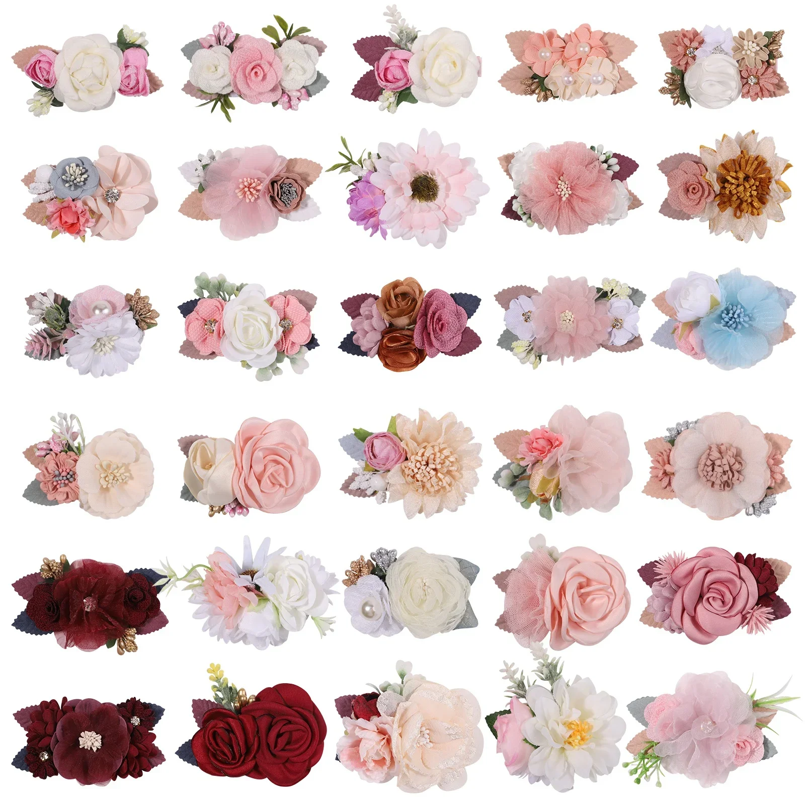 

1Piece Baby Girls Artificial Flower Hair Clip Sweet Pink Flowers Hairpins Safe Handmade Clips Headwear Decorate Hair Accessories