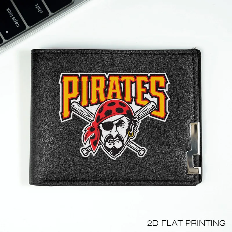 Portafoglio da uomo in pelle PU con logo Pirates, compatto, stile business, durevole, leggero, per uso quotidiano, accessorio alla moda