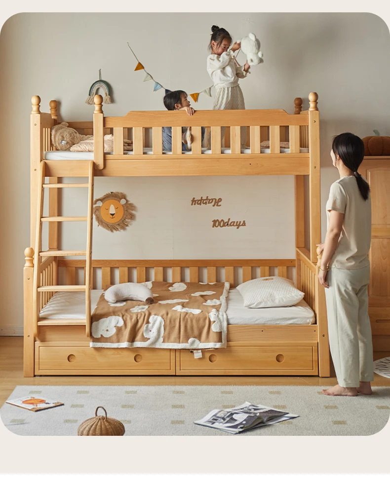 Children's bed imported beech mother and child bed