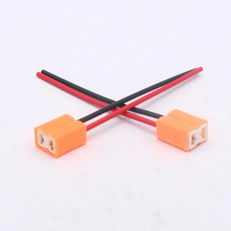 XA6H H7 Headlight Adapter Repair Plug Sockets with Wiring Harness Headlight Bulb Ceramic Socket Plug Connector Ceramic 1Pair