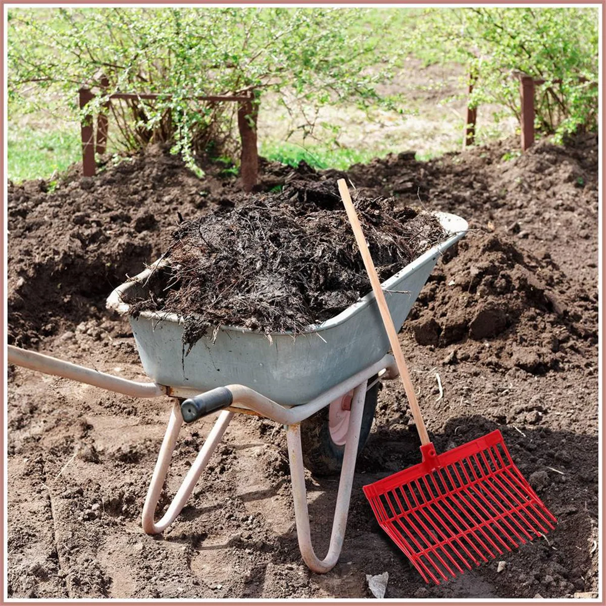 Manure Fork Replacement Head, Pitchfork Head, Horse Manure Rake, for Picking Up Manure, Stable Waste Removal,Red,2Pcs