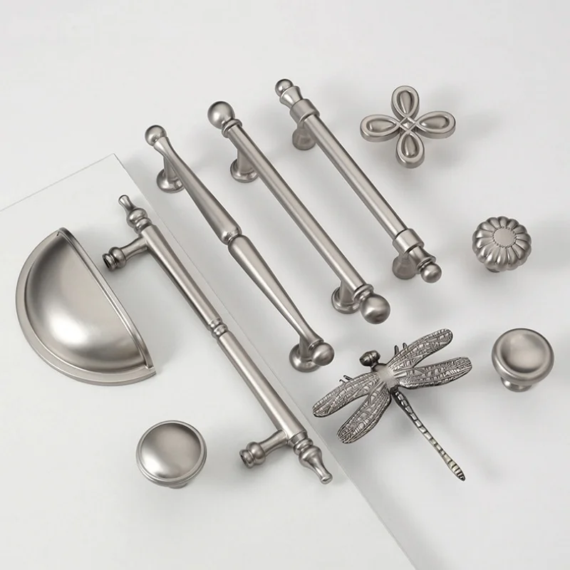 Nickel Brushed Kitchen Accessories Modern Cabinet Pulls Drawer Knobs Cupboard Handle Wardrobe Closet Door Pull Furniture Handles