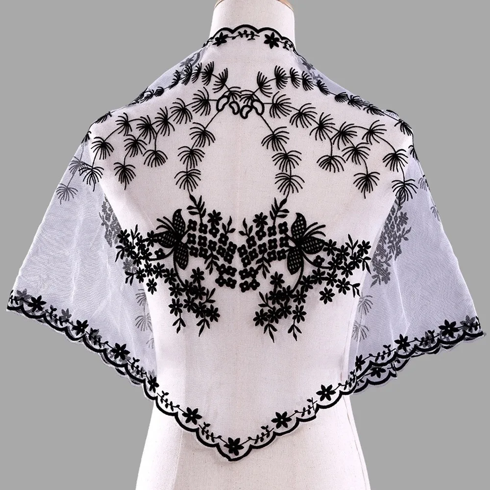 Vintage Lace Triangle Head Scarf Embroidered Design Multi Use Bridal Wedding Headpiece Triangle Shape Waist Cover Up
