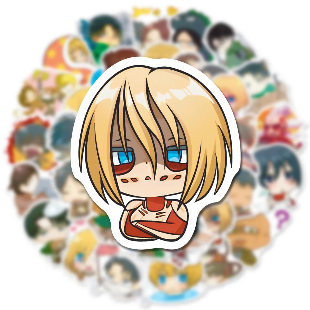 

10/30/50pcs Cute Attack On Titan Anime Stickers for Kid Waterproof DIY Motorcycle Suitcase Helmet Car Cool Cartoon Sticker Toys