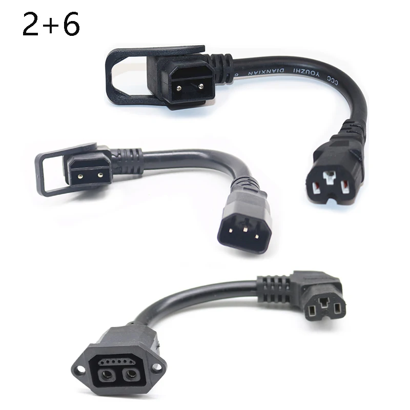 2+ 6-pin Electric Scooter Charging Cable 3-pin Male Plug/female Socket Conversion Jack with Cable Battery Power Conversion Cable