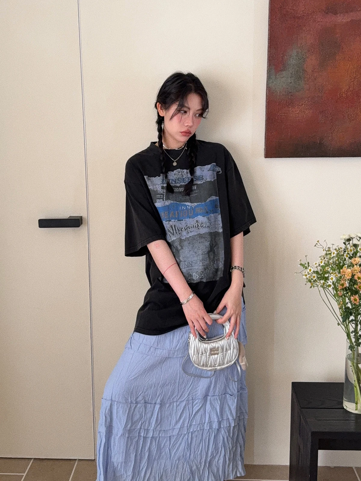 

Женская винтажная футболка DR Waed с американским принтом, свободного кроя, из высококачественного хлопка, комфортная, дышащая, летняя