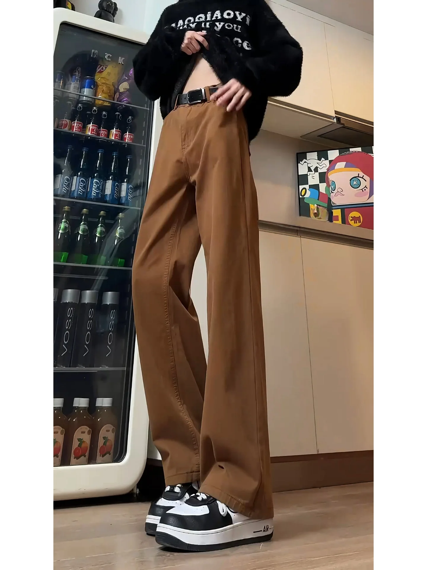 

Slim Fit Straight Leg Jeans Men's Spring Autumn Medium Waist High Street Sle Maroon Durable Straight Cut Jeans