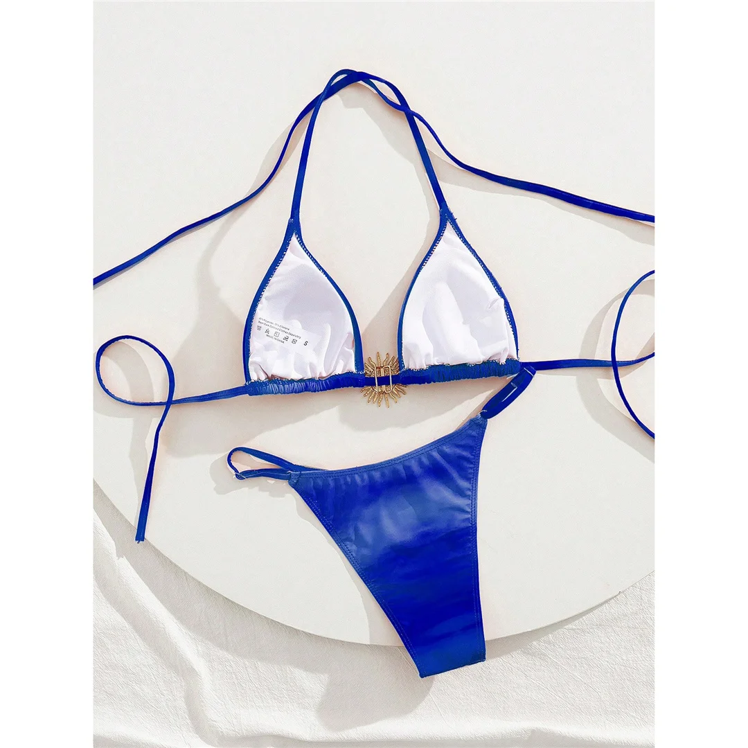 S - XL, orangefarbenes zweiteiliges Bikini-Set, Bikini mit hohem Beinausschnitt, Damen-Badeanzug, Damen-Badebekleidung, gepolsterter Badeanzug, Badeanzug, Modell V7561. – Detail 9