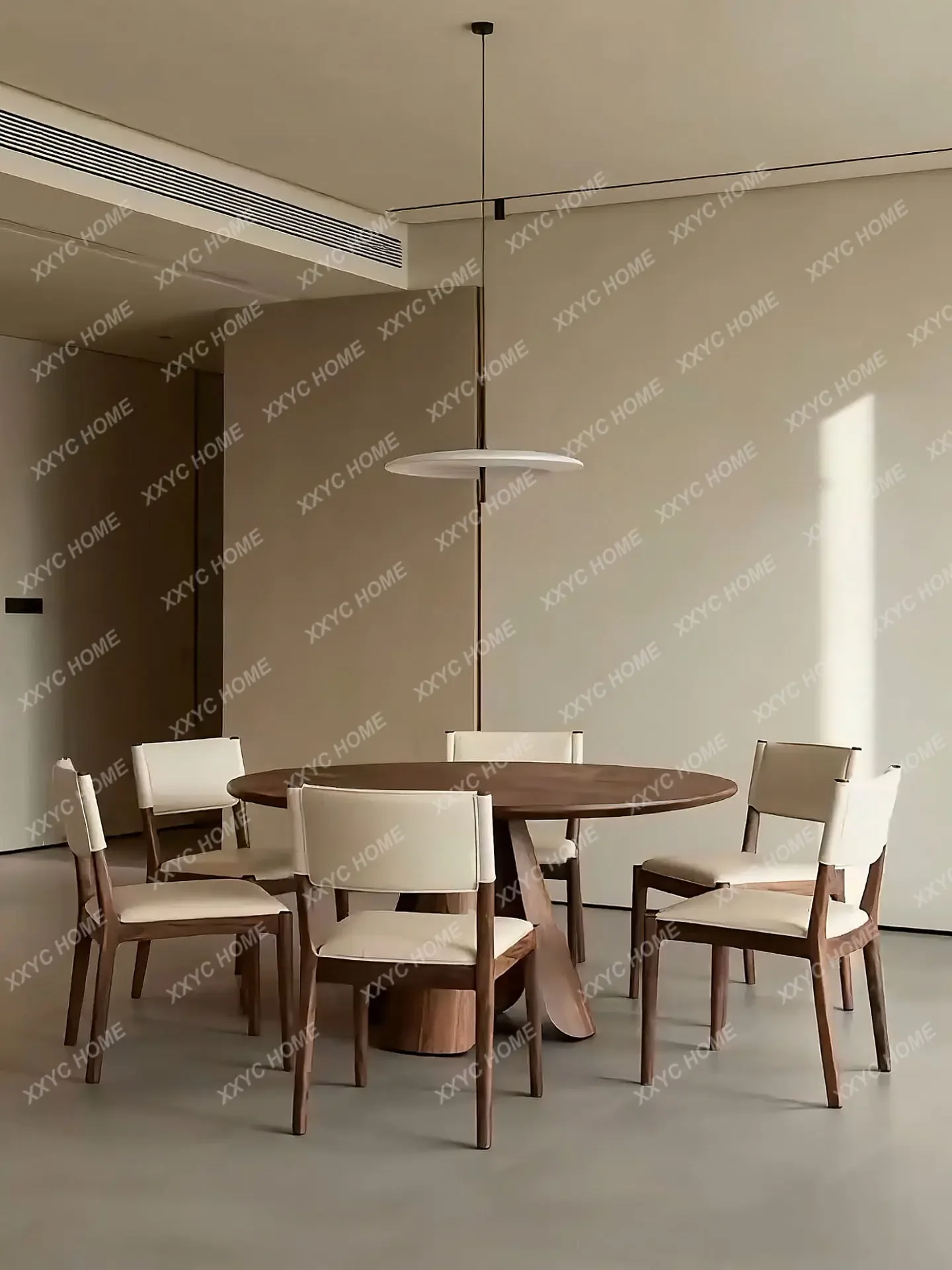 Minimalist dining table Restaurant Solid wood round dining table