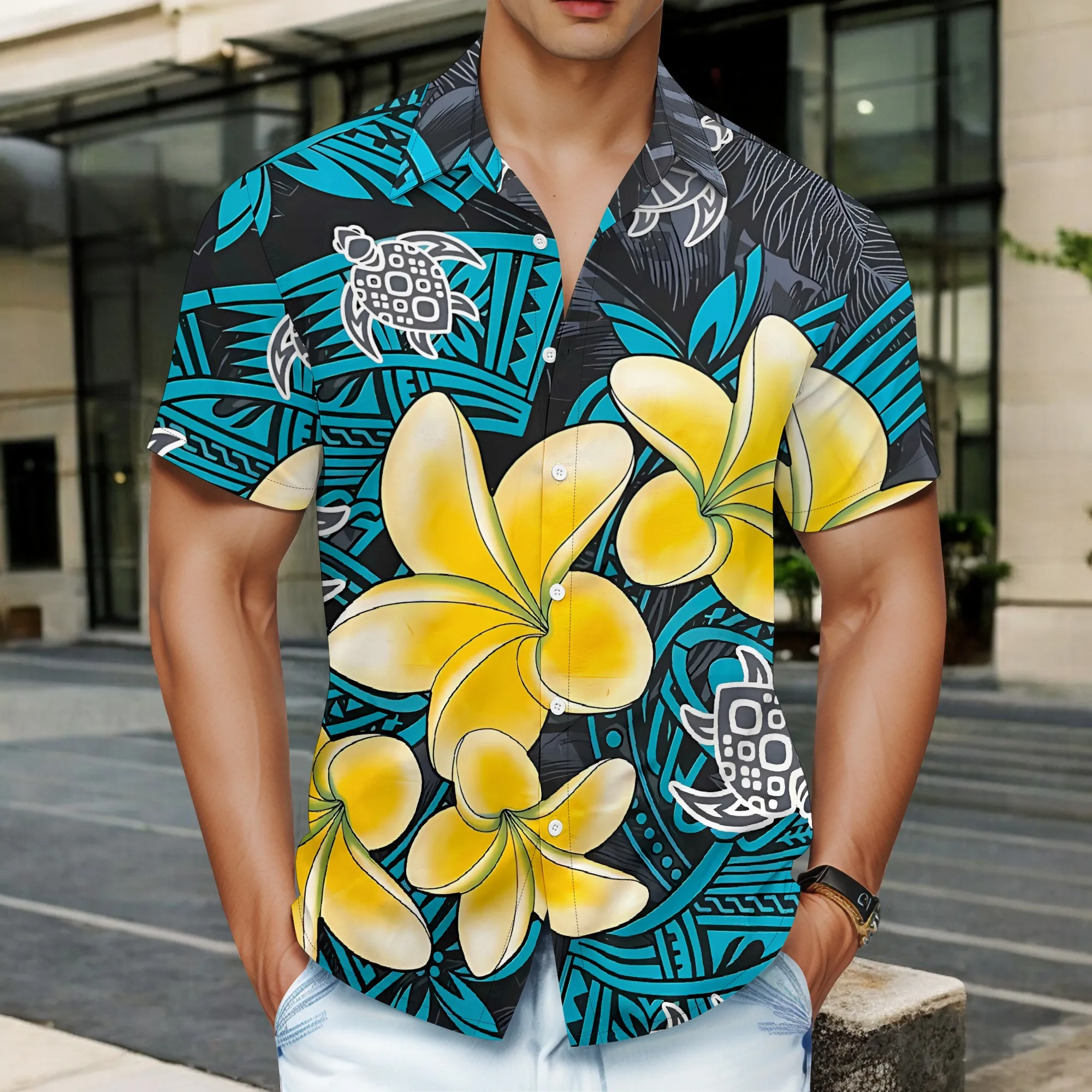 

YEAE Colorful Abstract Art Print Shirt for Men Summer Summer Casual Short Sleeve Top