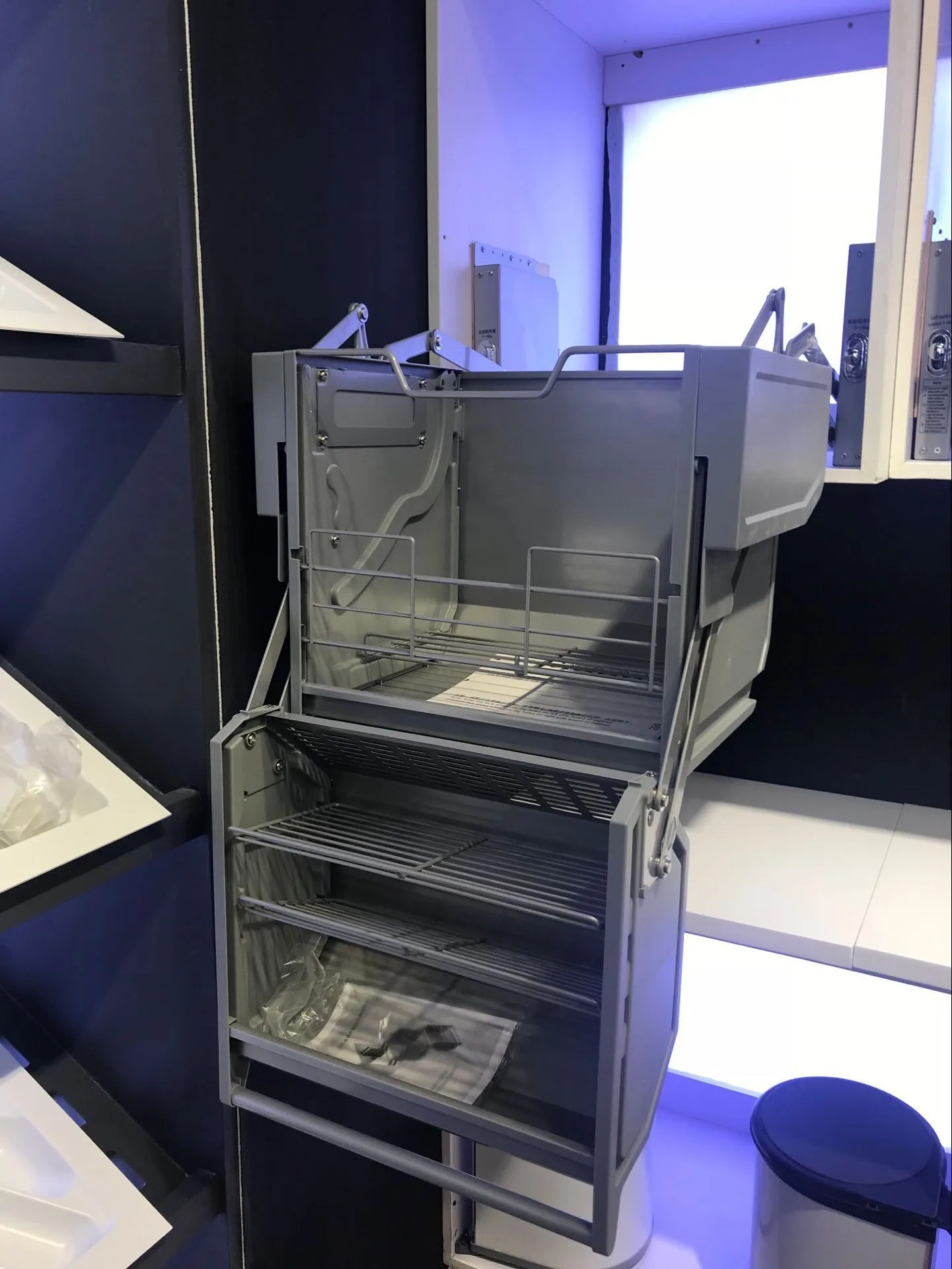 عالية الجودة الحديثة التراجع خزانة المطبخ رفوف التخزين مصعد رفع سحب سلة سلة تخزين مخزن متعدد الوظائف #5