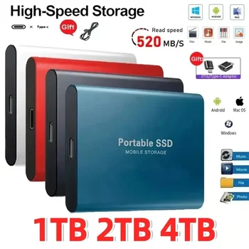 Portable SSD 1TB  High Speed External Hard Drive USB 3.1 Type-C Interface Hard Disk Solid State Drive Mass Storage for Laptop/PC