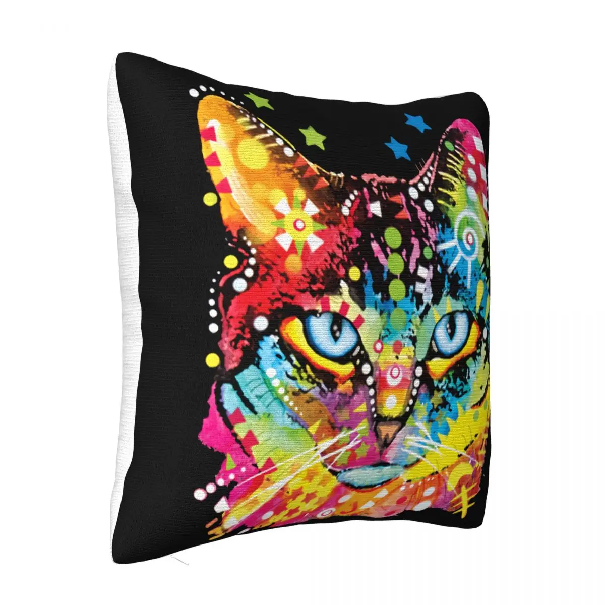 Colorful Cat Abstract Animal Lover Majestic Art Stars Cute Pet Any Logo Men Classic Pillow Case