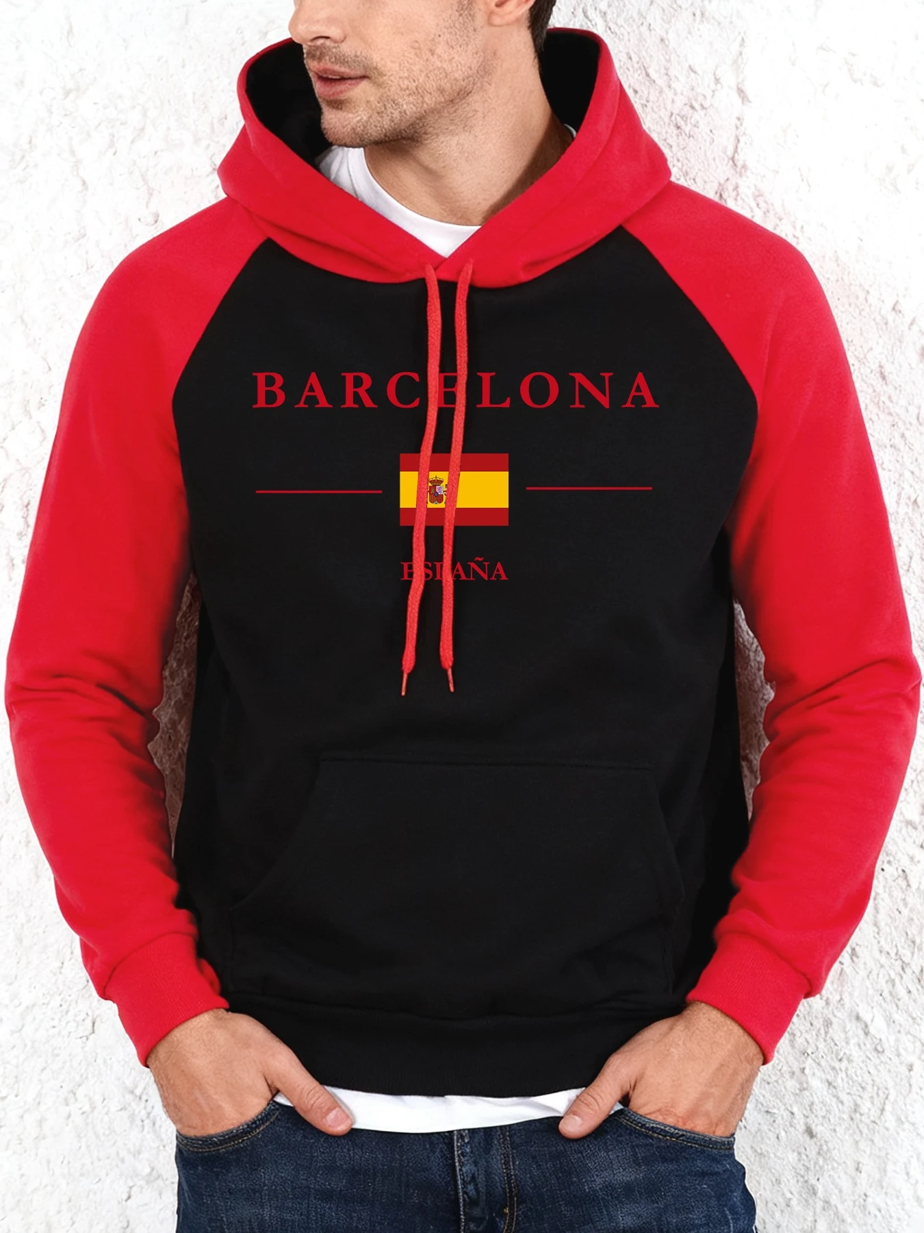Barcelona espanha padrão outono masculino raglan com capuz hip hop moda hoodie criatividade oversize y2k roupas casuais velo hoodies