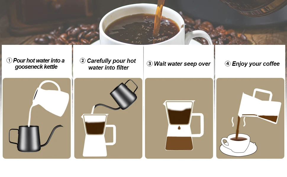 Übergießen Sie Wasserkocher, Schwanenhals-Auslauf, Kaffee-Teekanne, 12 Unzen, für Kaffeemaschine, Karaffe, Camping-Kaffeekanne für Reisen, Kaffeemaschine im Freien – Detail 3