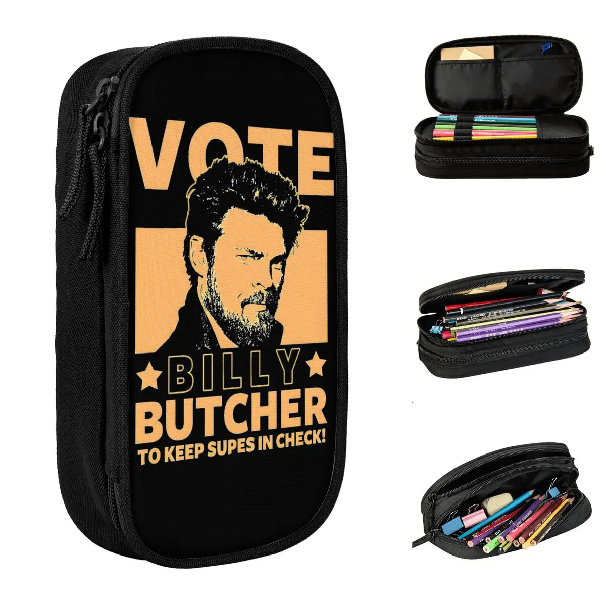 The Boys Vote Billy Butcher Pencil Case Pen Bags Kids Big Capacity School Supplies Gifts Pencilcases