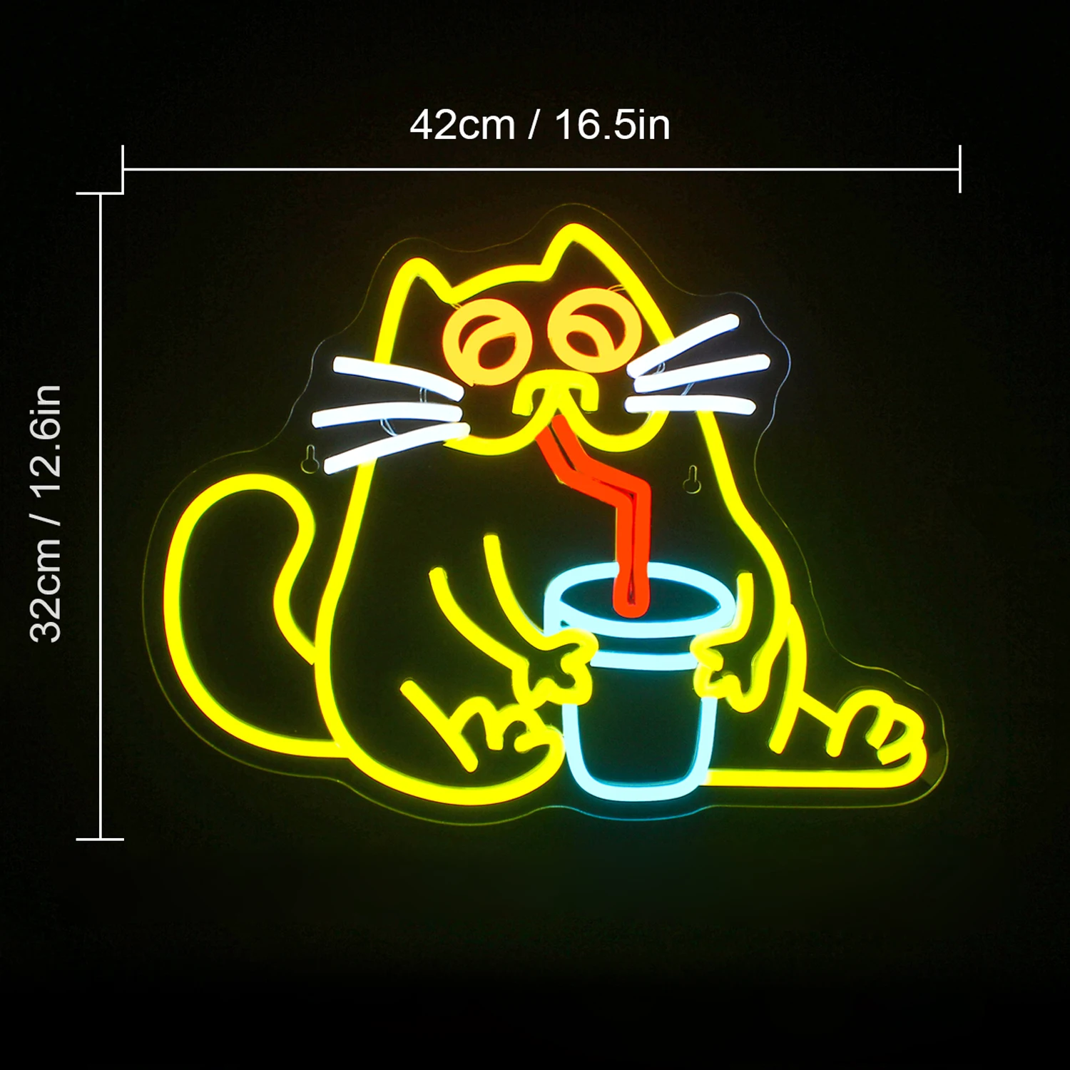 Bevanda Cat Neon Bar Neon Wall Decor Fun Cat LED Neon Sign Yellow Cat Bedroom Family Bar Party Game Room Cat Lover Gift
