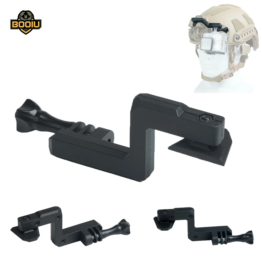BOOIU Tactical Helmet NVG Camera Mount Z Shape Offset Bracket Compatible with GoPro Hunting Shooting Outdoor Helmet Accessories