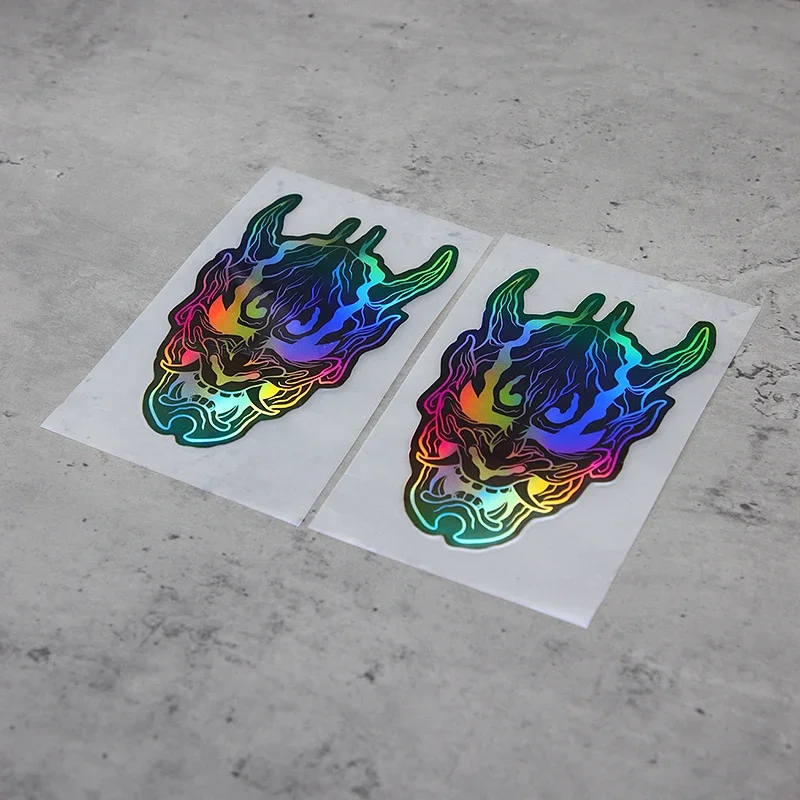 1PC Colorful Oni Mask Decor Stickers, Japanese Culture - Inspired, Perfect for Customizing Rides/Items, Unique Style